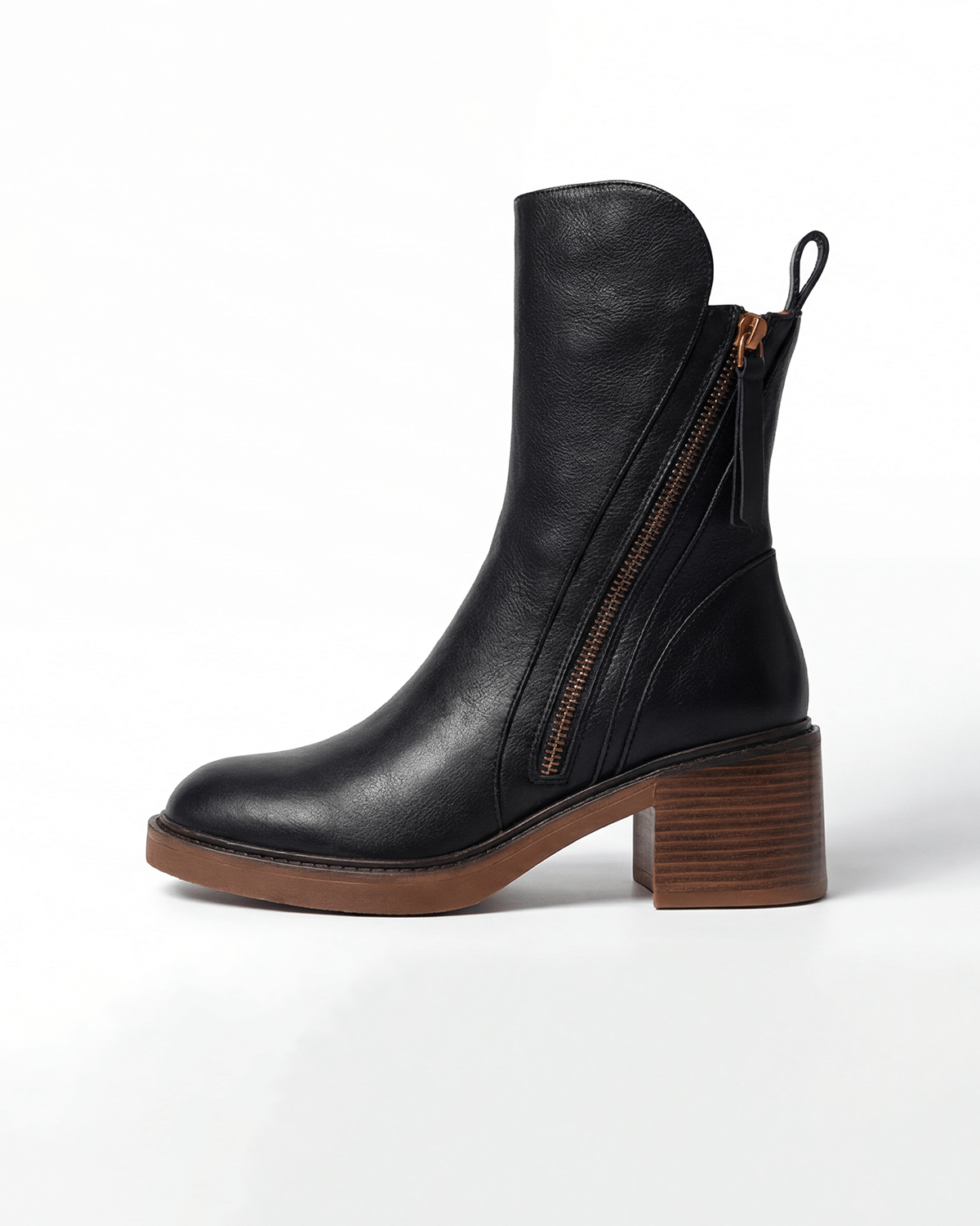 Women’s Block Heel Ankle Boots with Side Zip