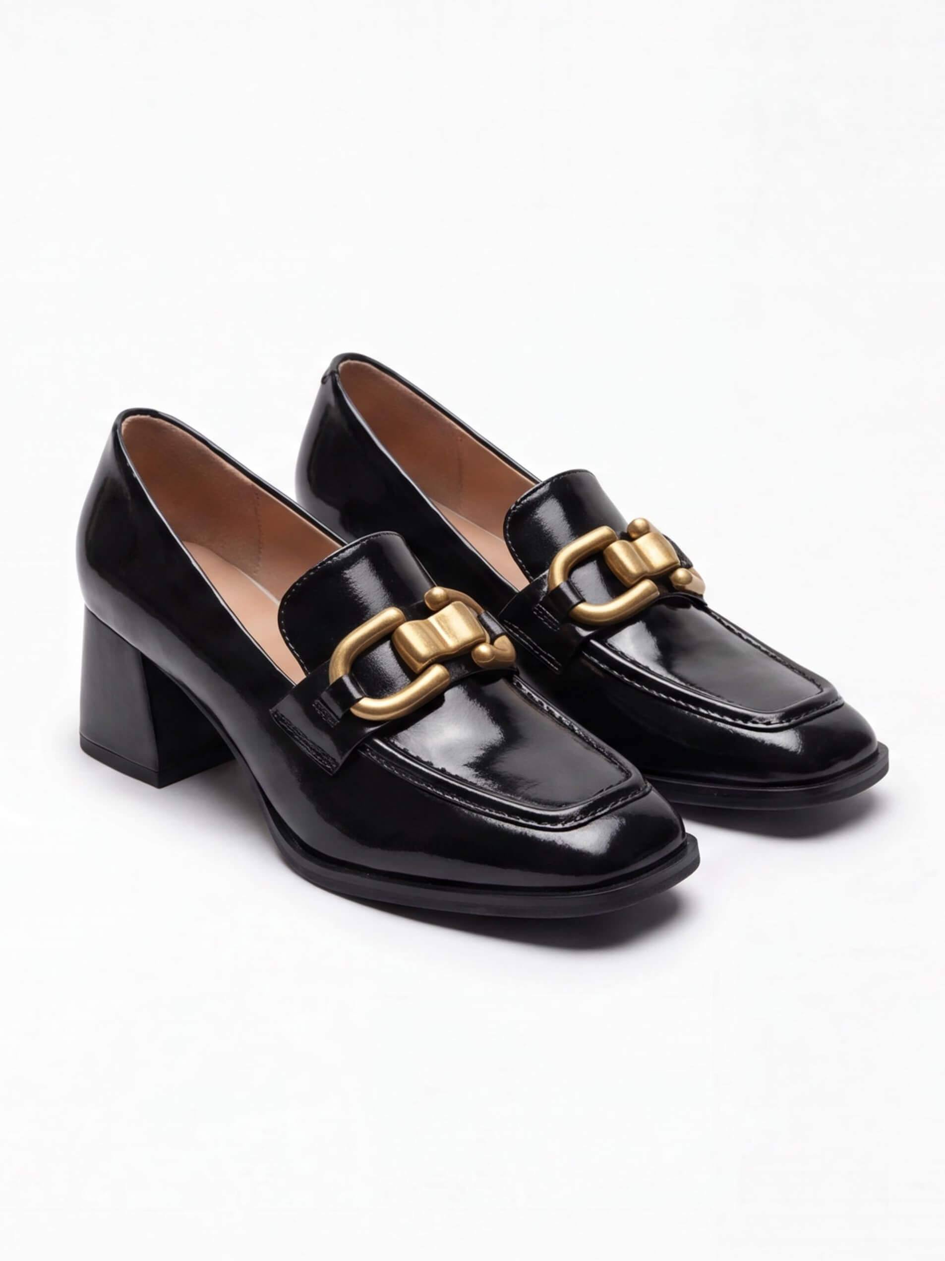 Women’s Horsebit Square-Toe Block-Heel Loafer Pumps