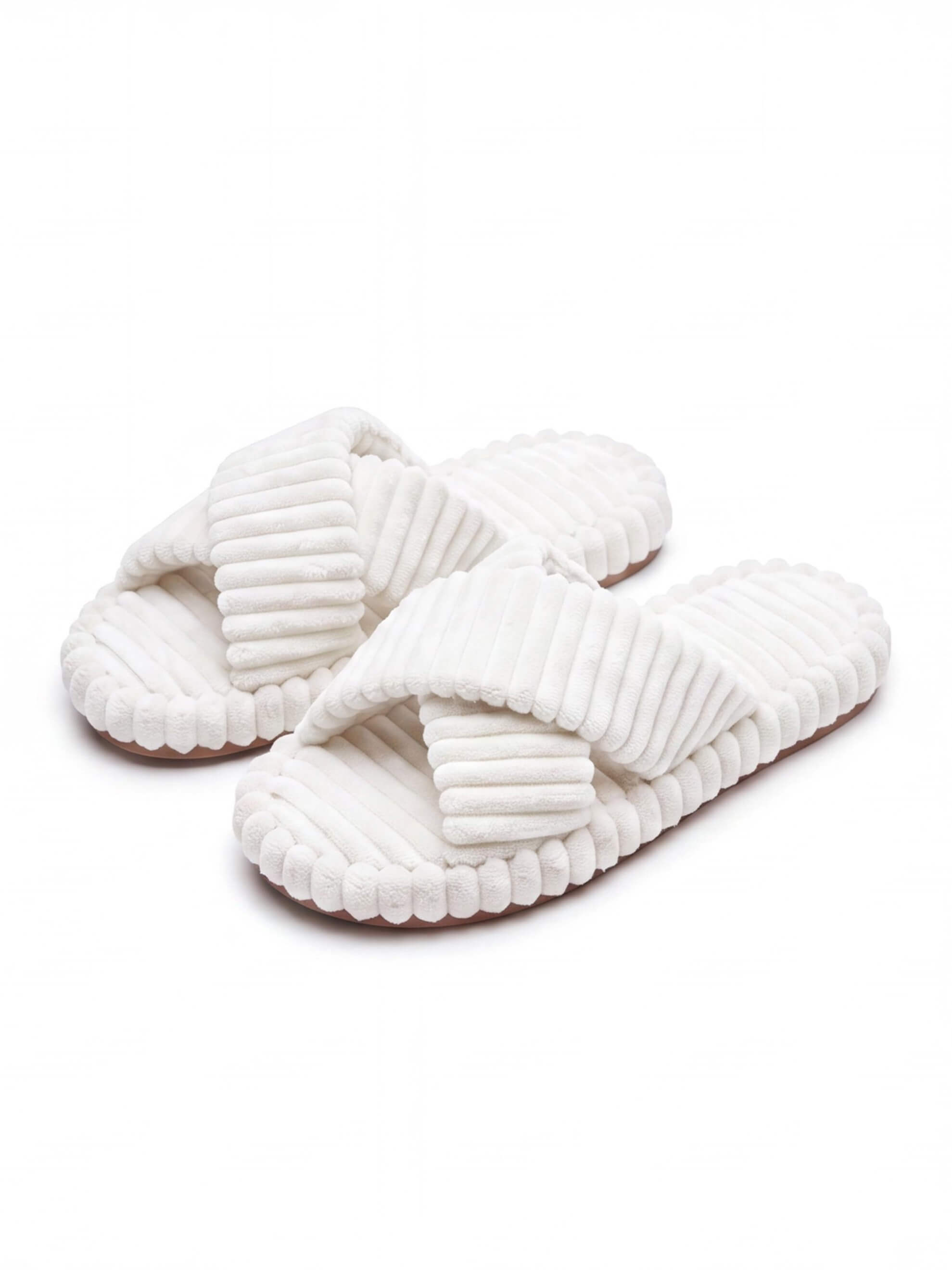Women’s Plush Cross-Strap Slide Sandals