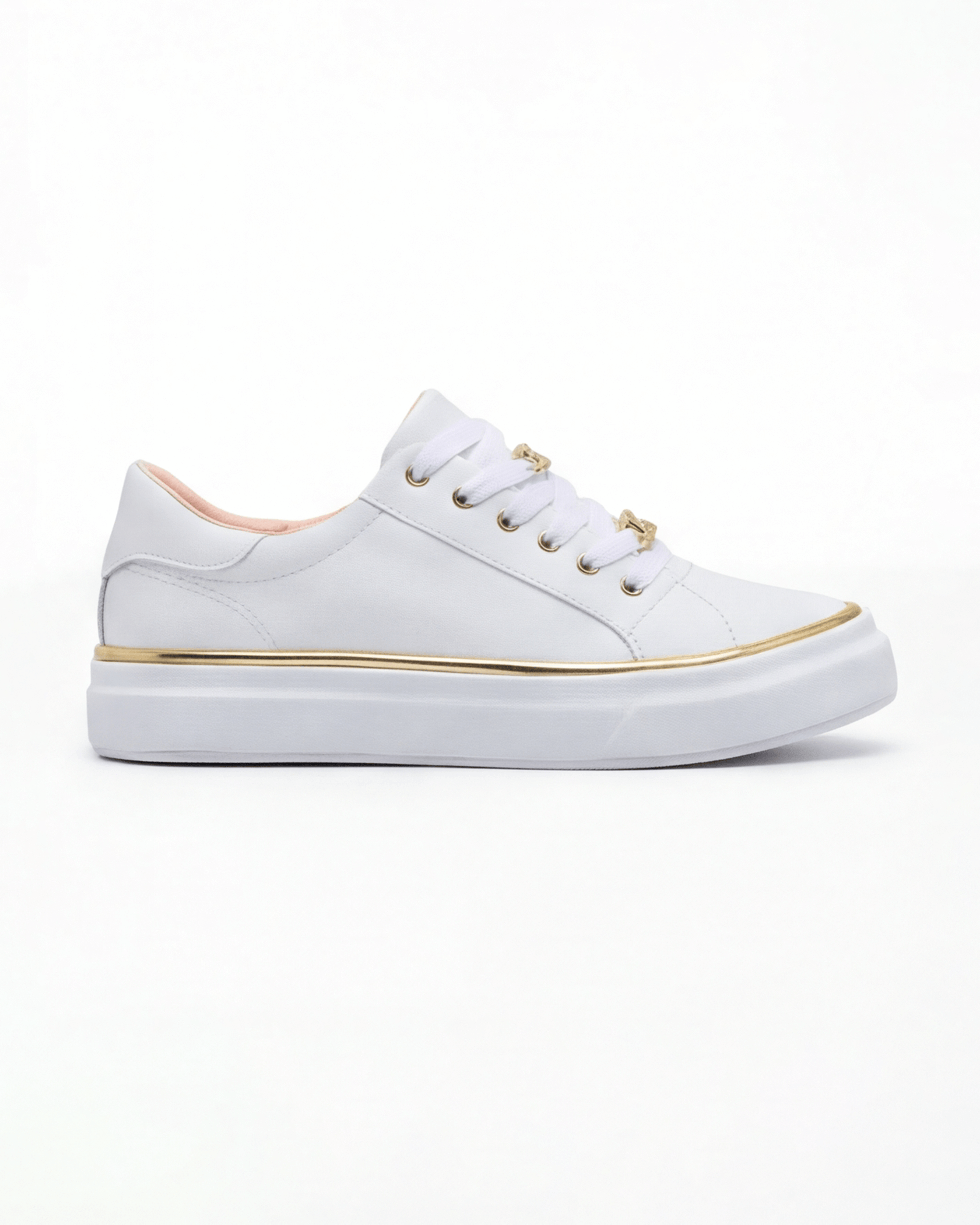 Women’s Platform Lace-Up Sneakers with Gold Chain Detail