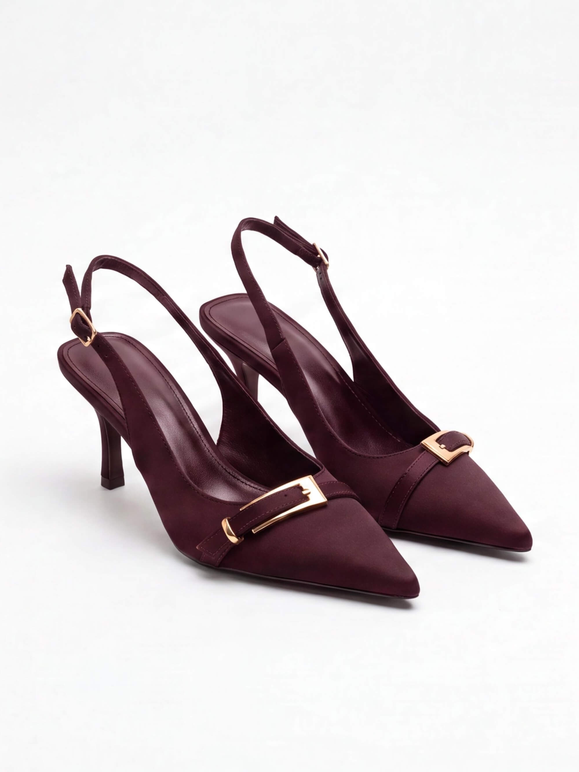 Women’s Buckle-Accent Pointed Slingback Heels