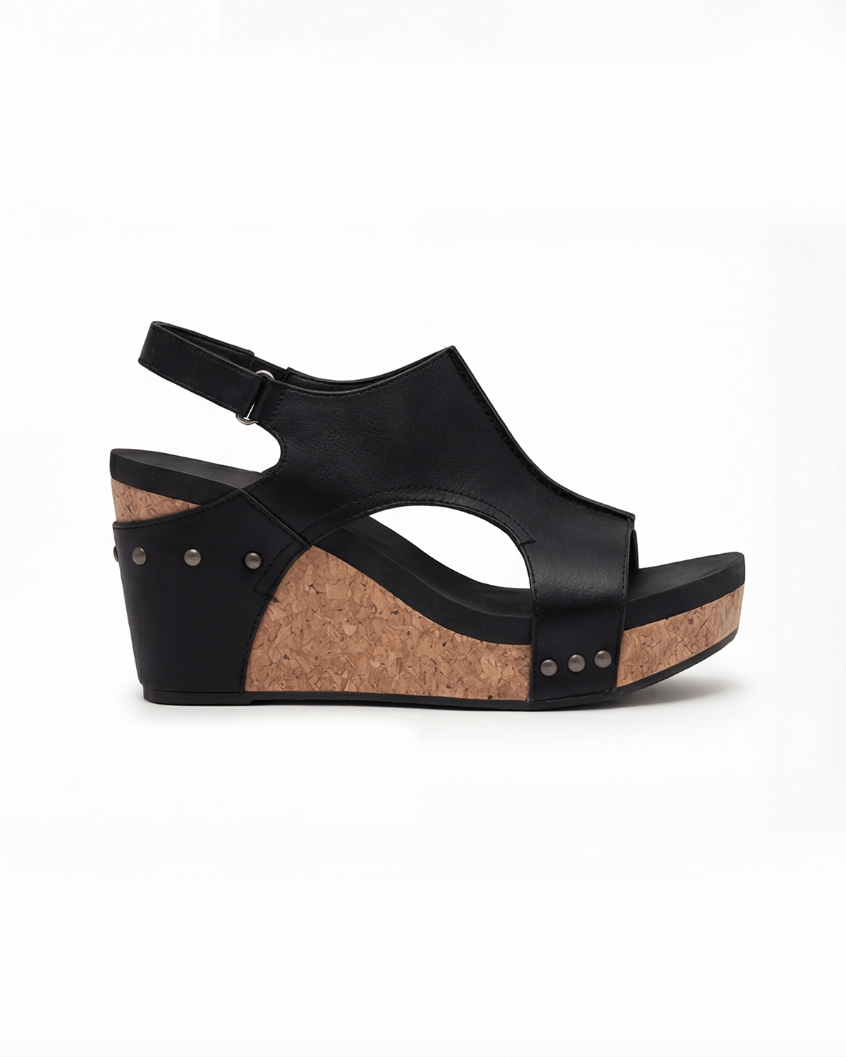 Women’s Cork-Look Wedge Sandals with Slingback Strap