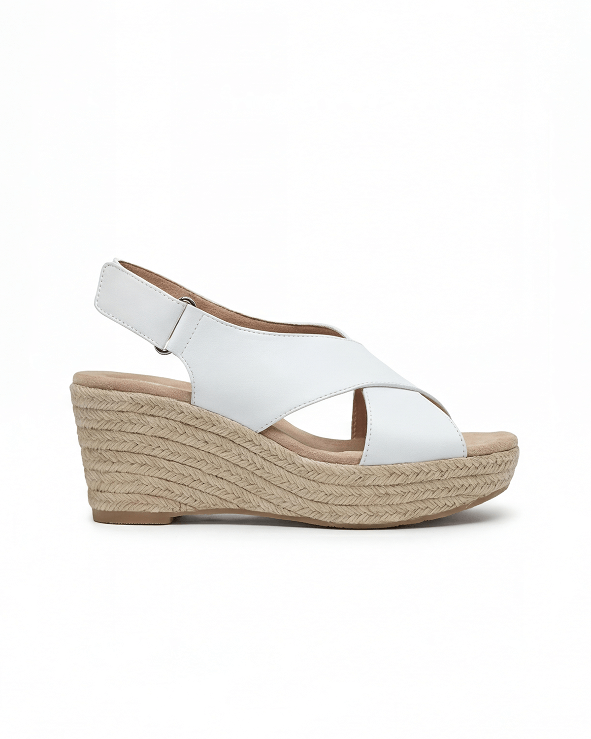 Women’s Nude Crisscross Espadrille Platform Wedge Sandals