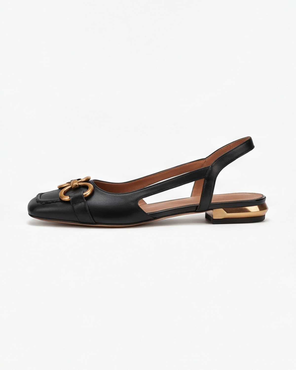 Women’s Slingback Flats with Gold Chain Detail