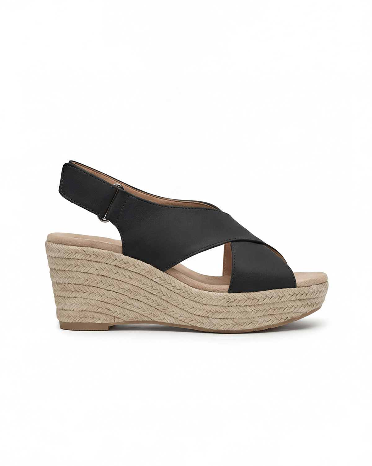 Women’s Nude Crisscross Espadrille Platform Wedge Sandals