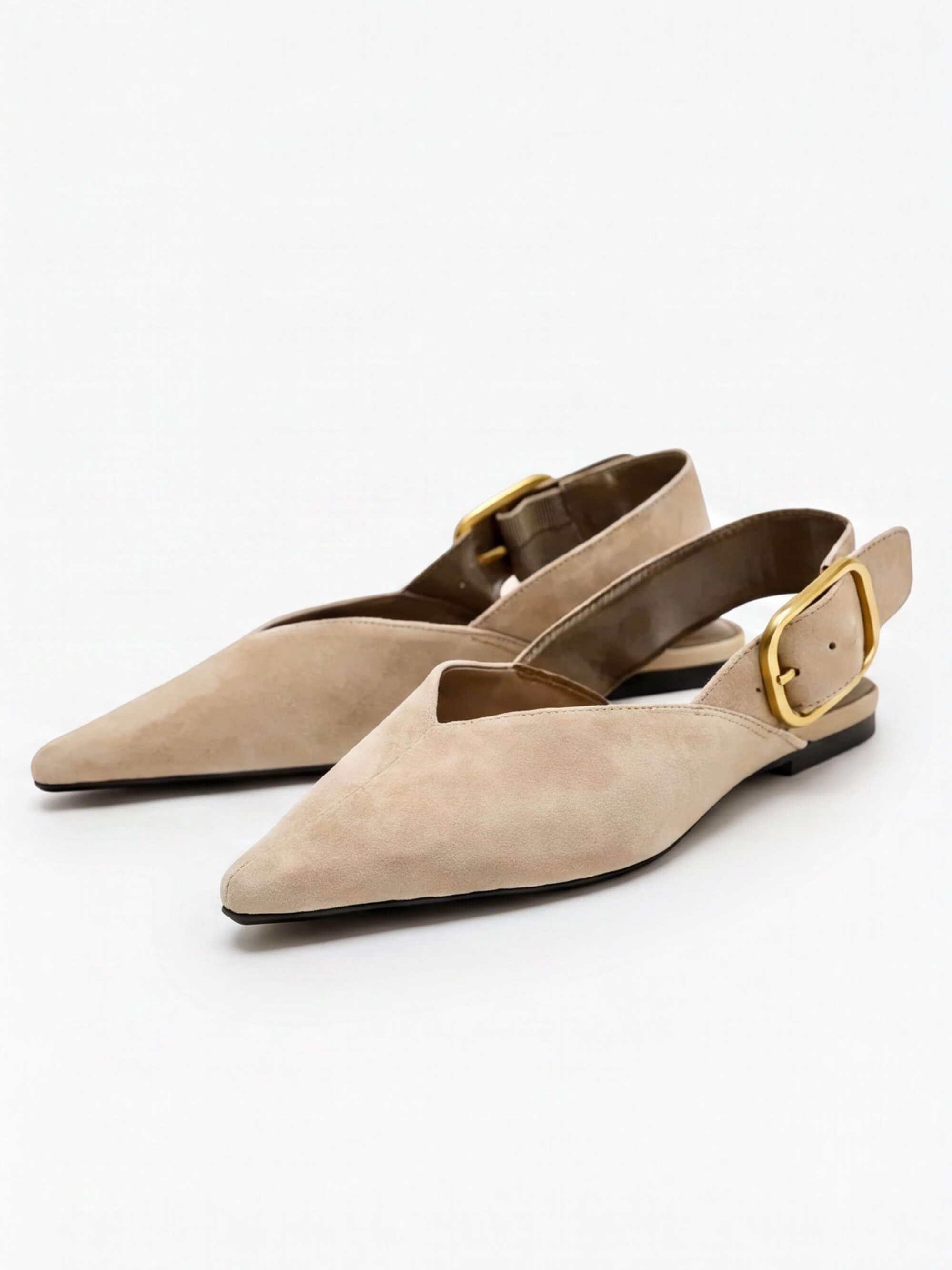Women’s Buckle-Strap Pointed Slingback Flats
