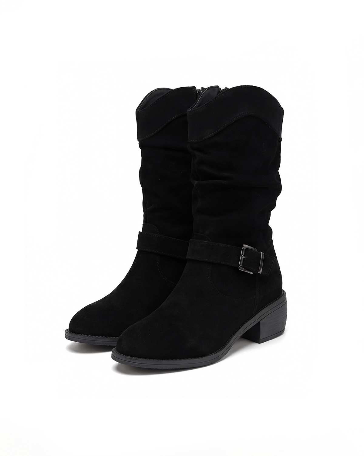 Women’s Slouch Buckle Strap Mid-Calf Boots