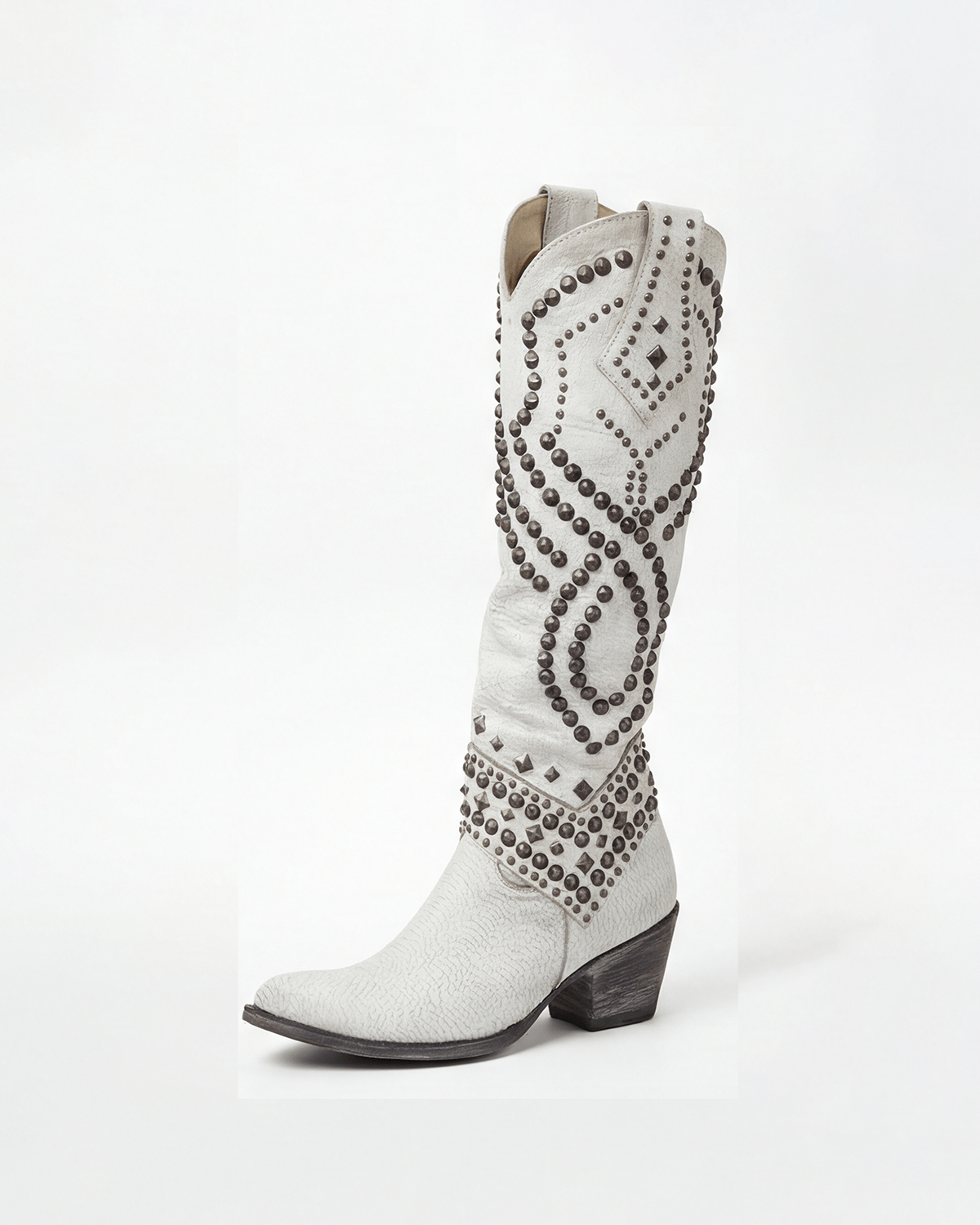 Women’s Western Studded Knee-High Boots with Block Heel