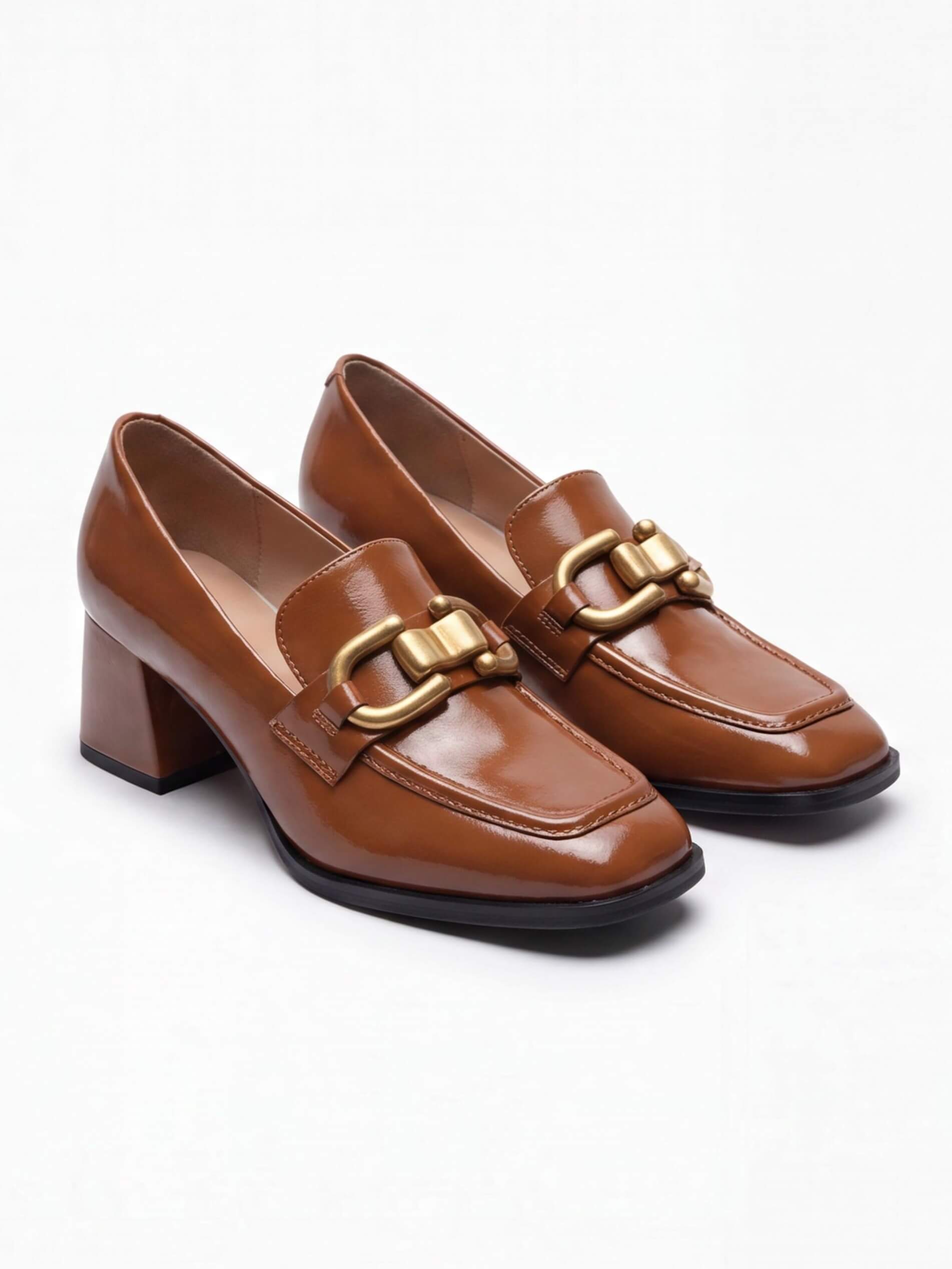 Women’s Horsebit Square-Toe Block-Heel Loafer Pumps