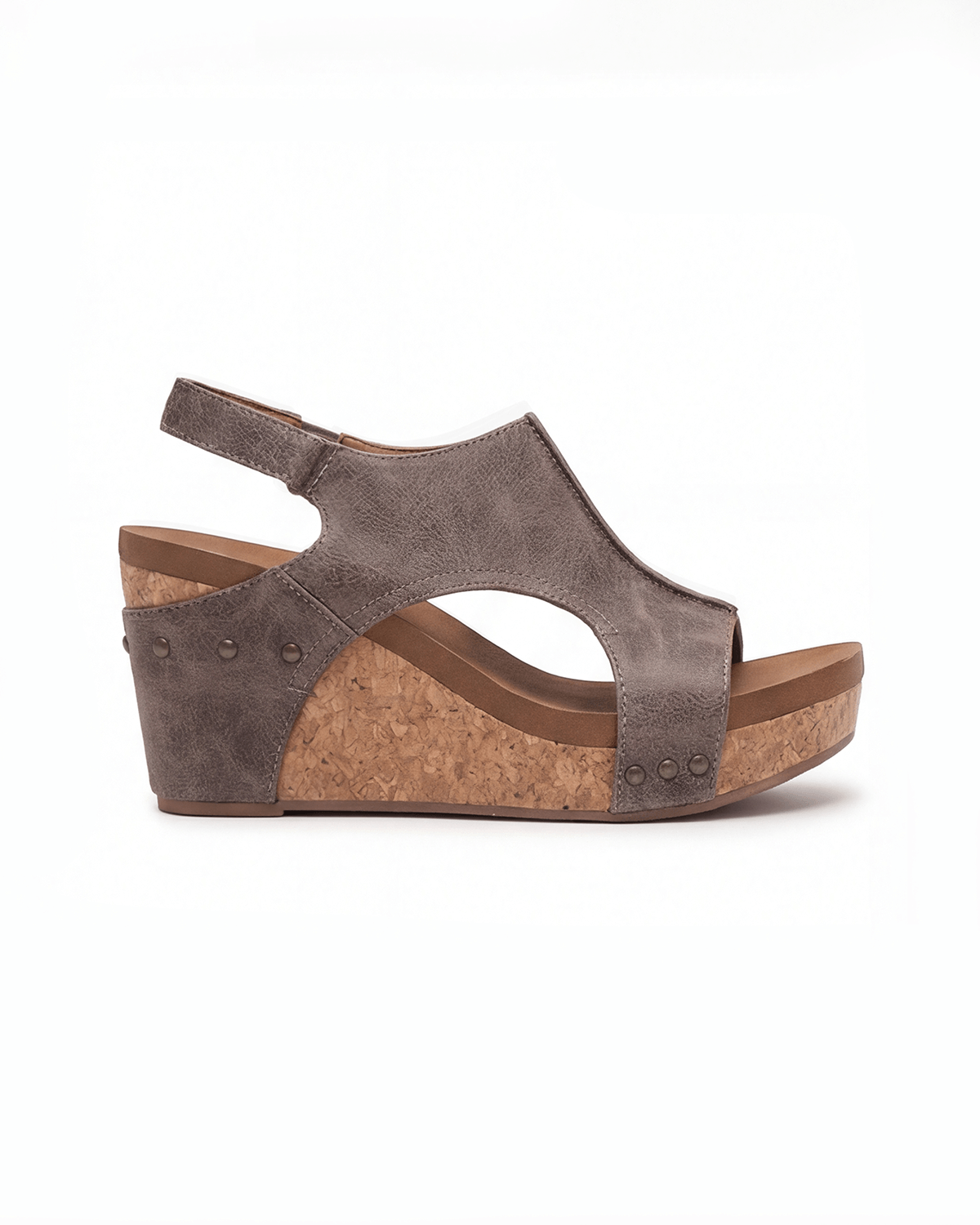 Women’s Cork-Look Wedge Sandals with Slingback Strap