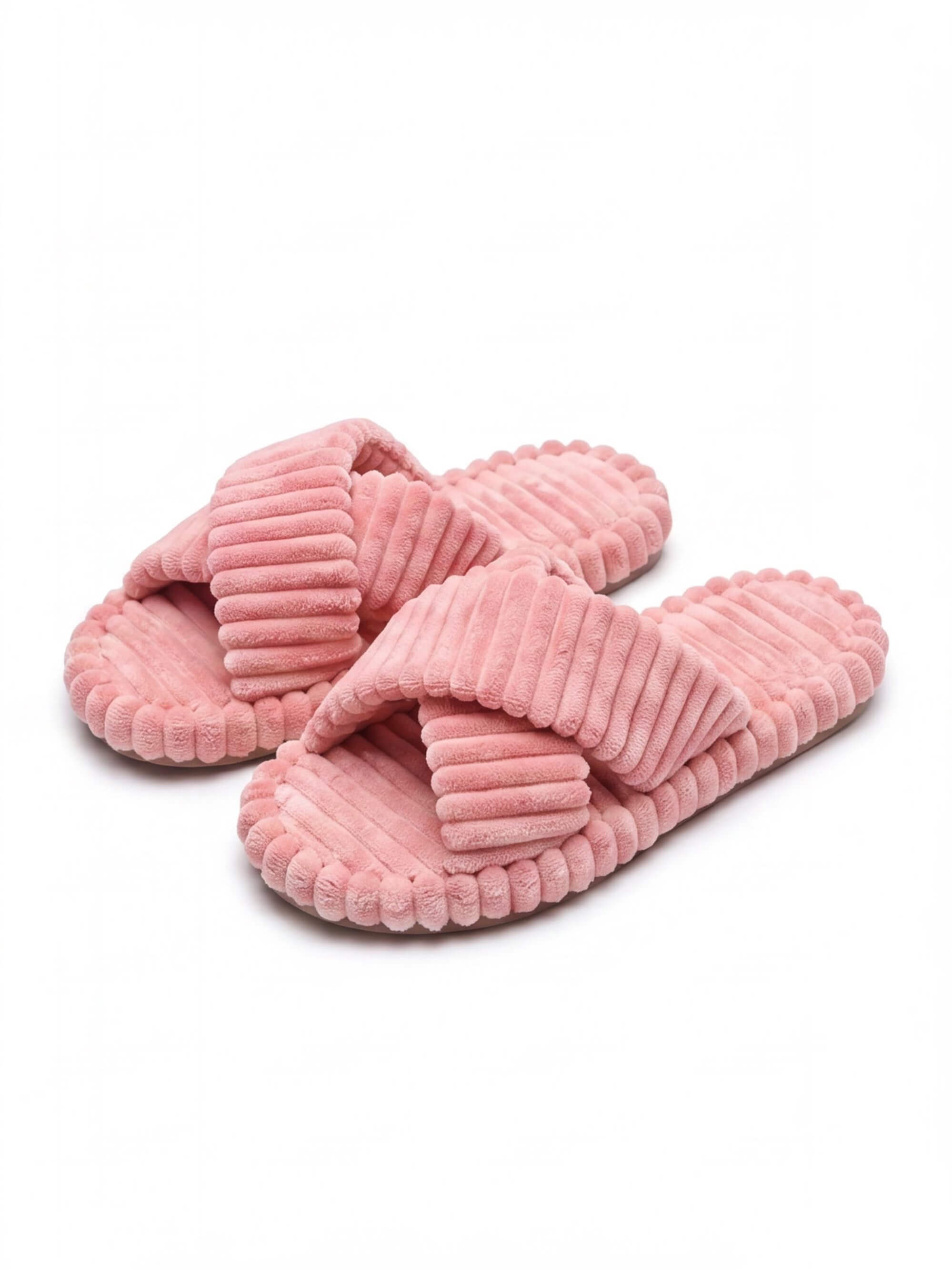 Women’s Plush Cross-Strap Slide Sandals