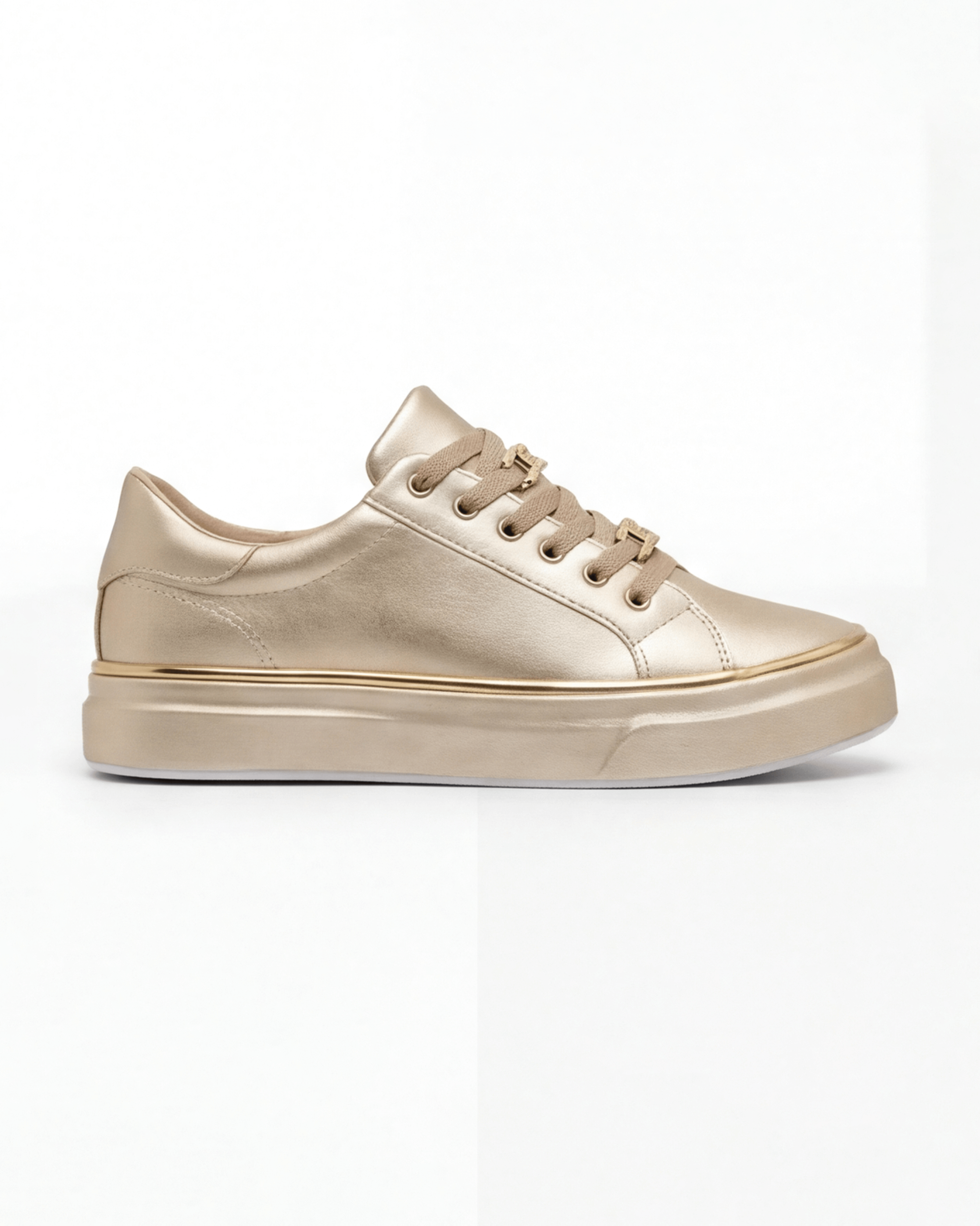 Women’s Platform Lace-Up Sneakers with Gold Chain Detail