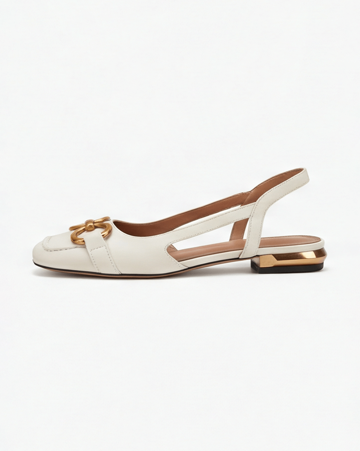 Women’s Slingback Flats with Gold Chain Detail