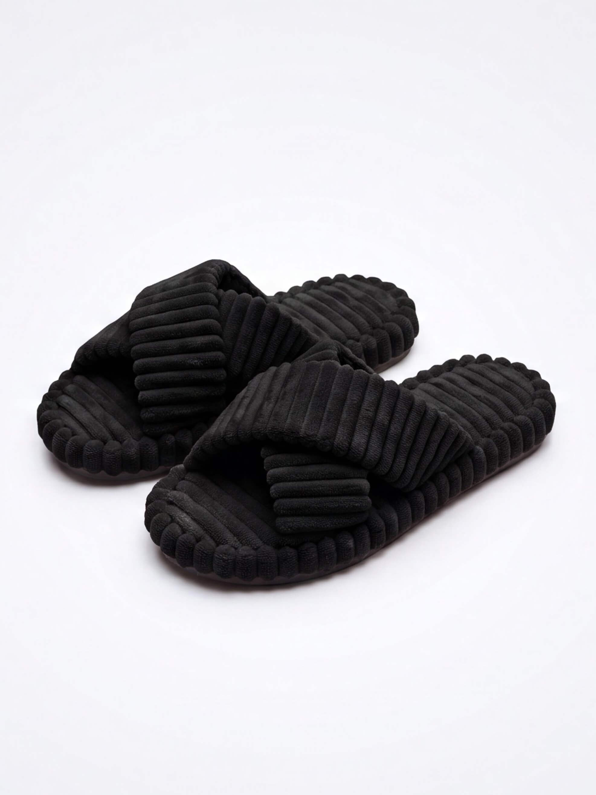 Women’s Plush Cross-Strap Slide Sandals