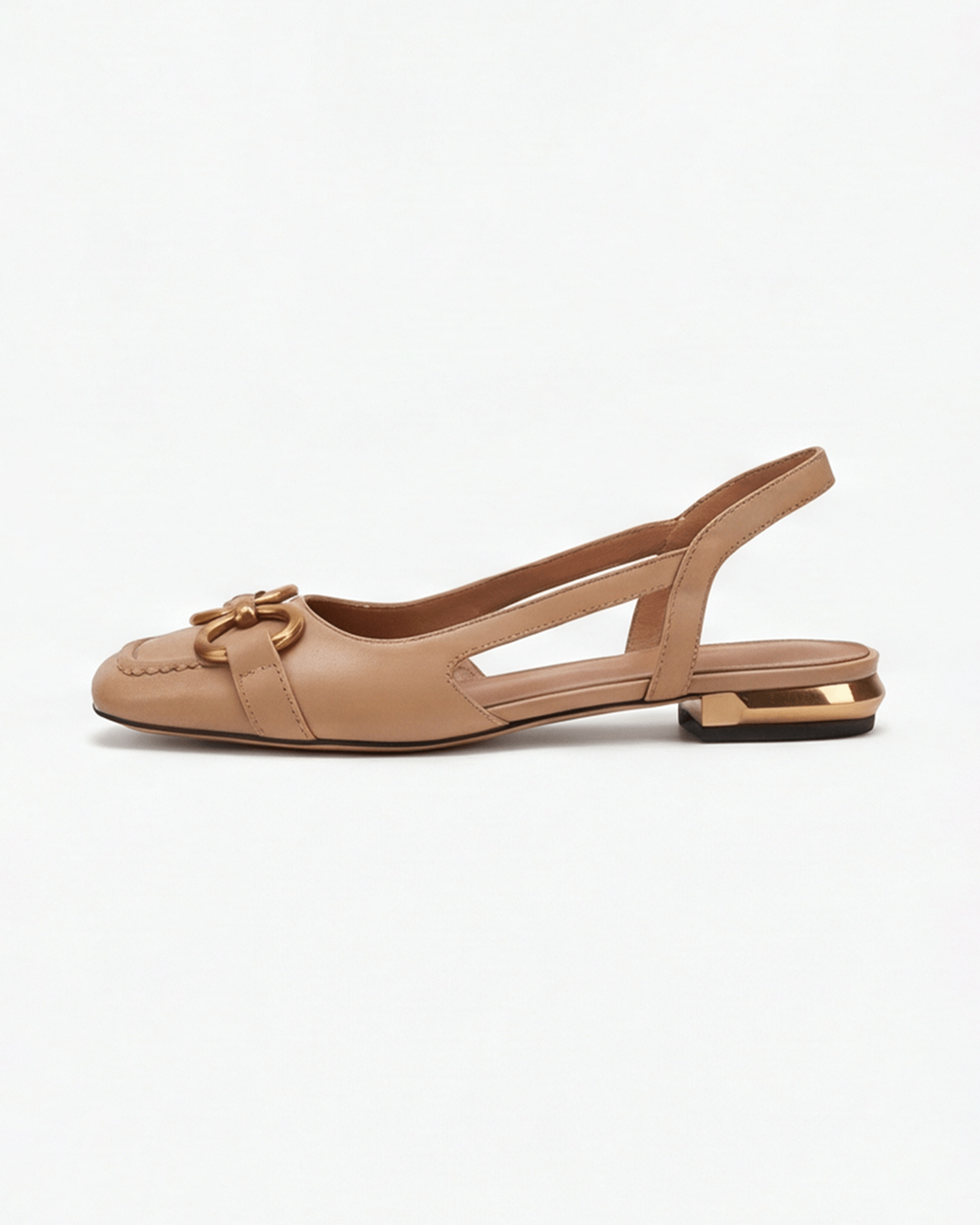 Women’s Slingback Flats with Gold Chain Detail