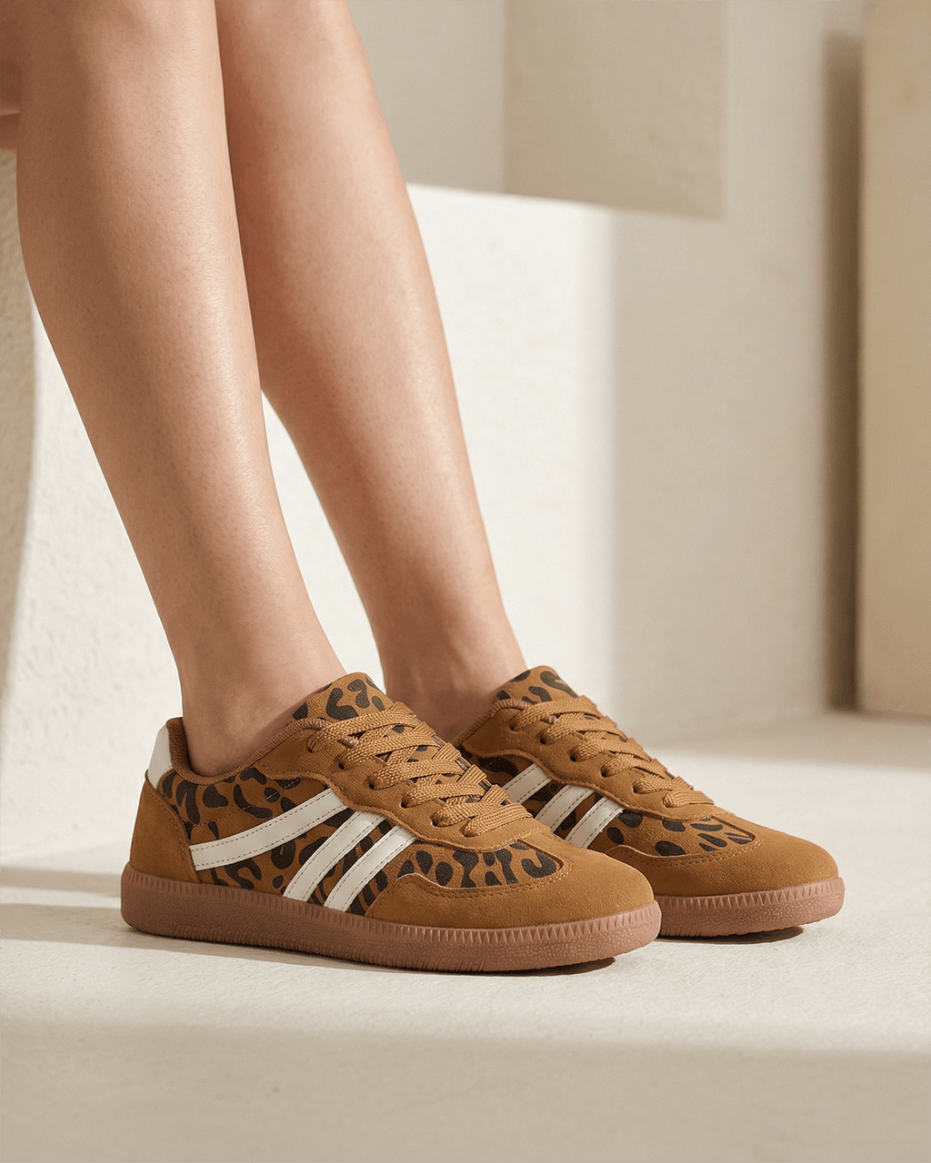 Women’s Leopard-Print Lace-Up Low-Top Sneakers
