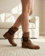 Women’s Lace-Up Ankle Boots with Studded Collar