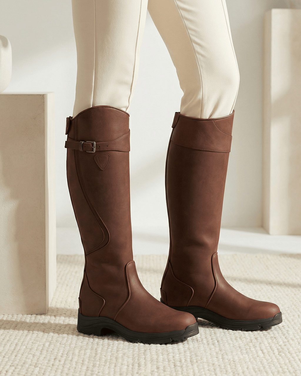 Women’s Waterproof Knee-High Buckle Boots with Lug Sole