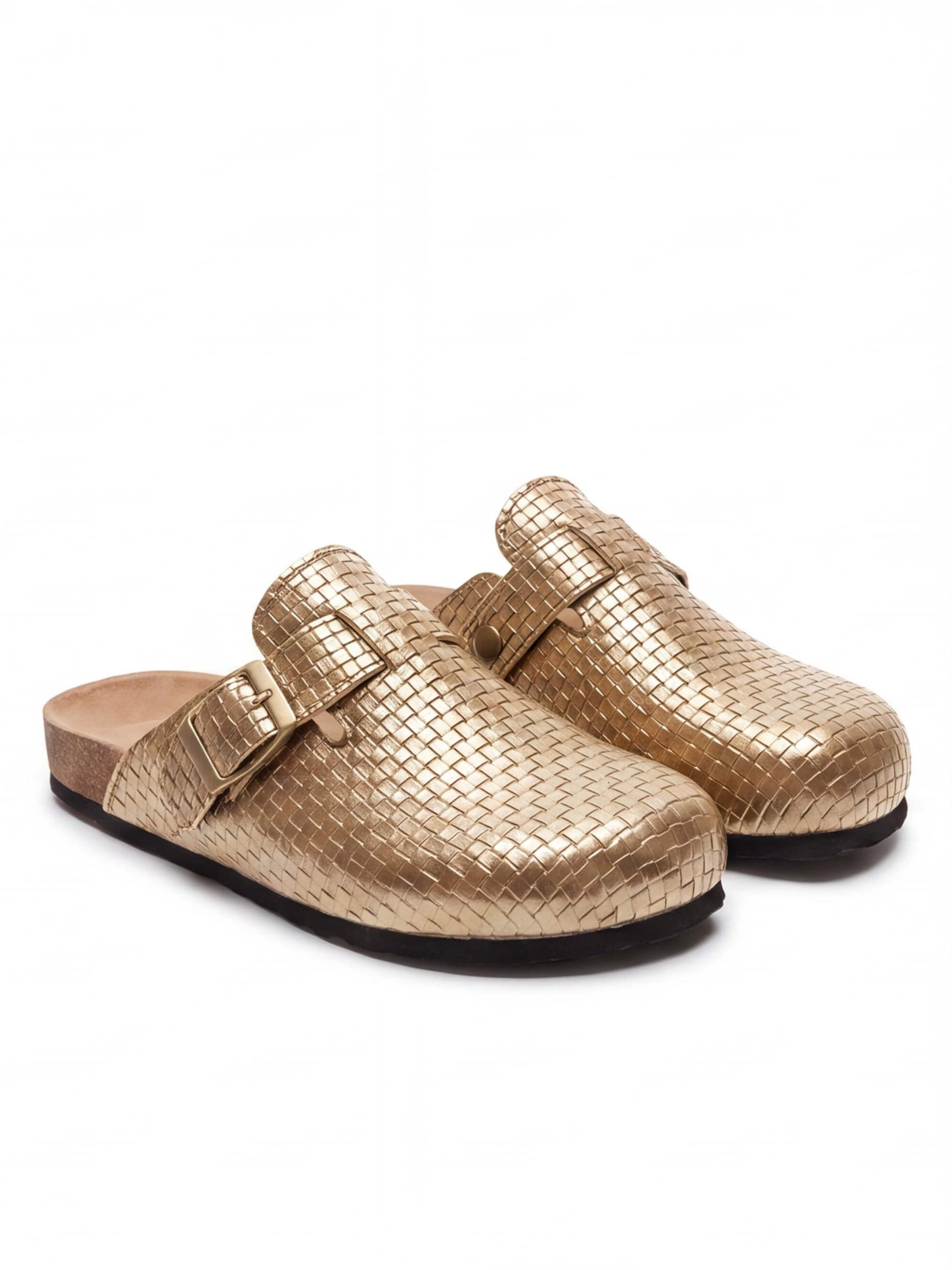 Women’s Woven Buckle Flat Clogs