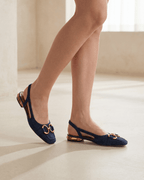 Women’s Slingback Flats with Gold Chain Detail