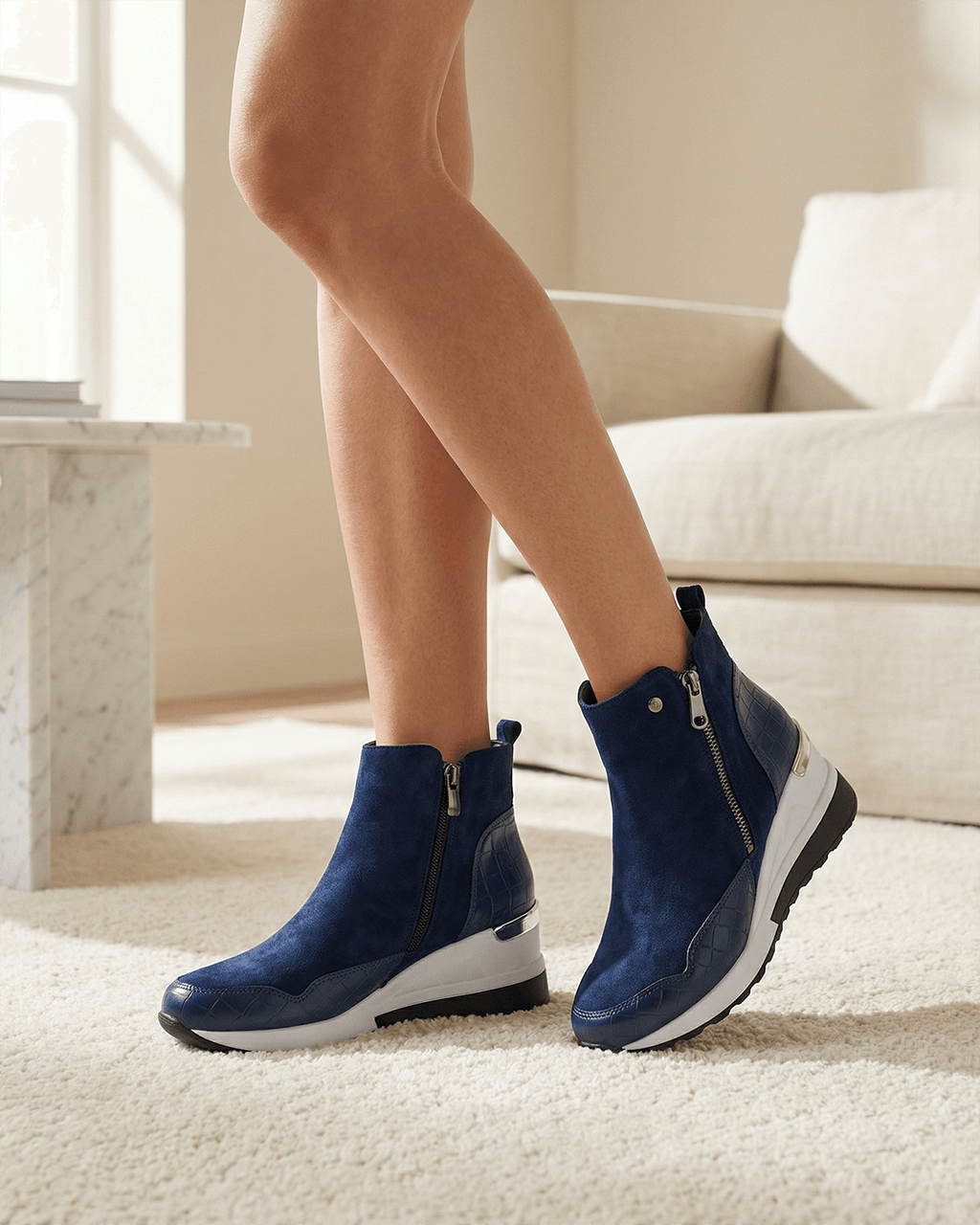 Women’s Side-Zip Wedge Sneaker Ankle Boots