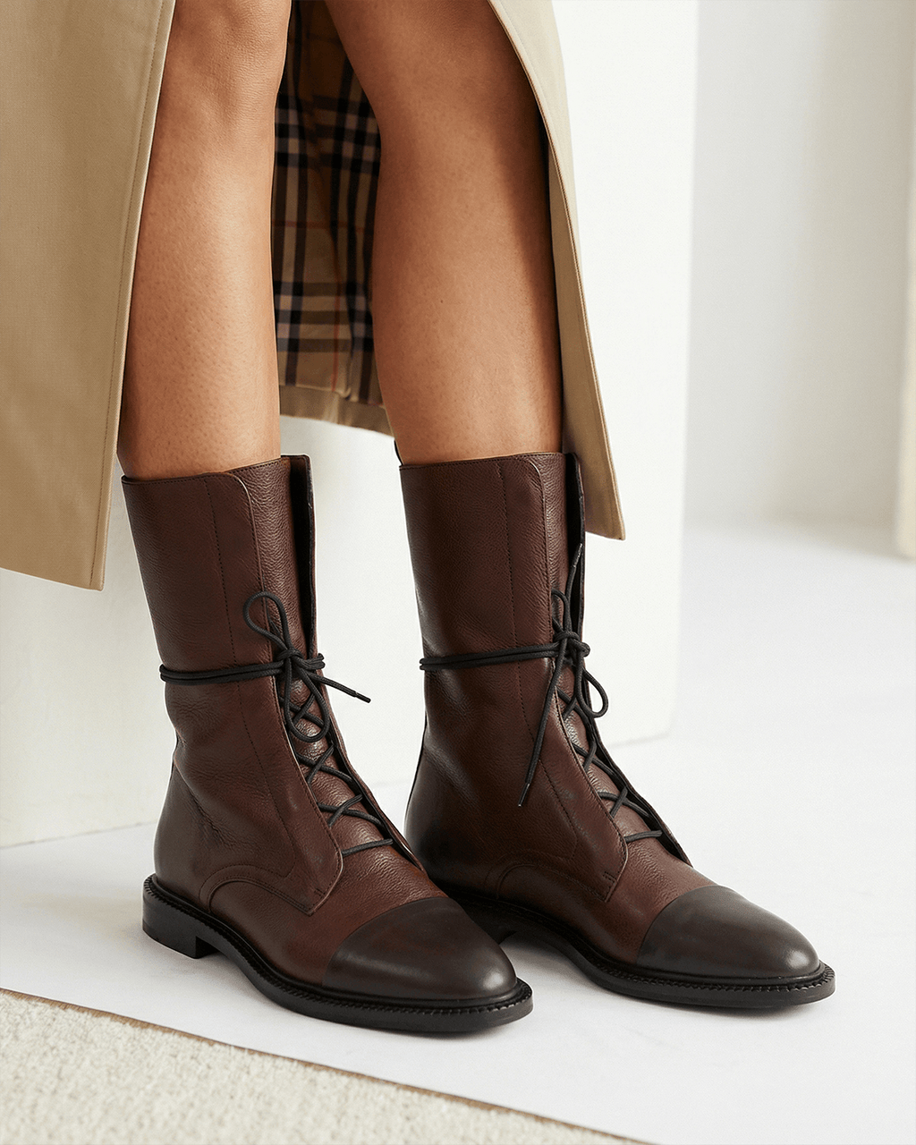 Women’s Lace-Up Cap-Toe Ankle Boots