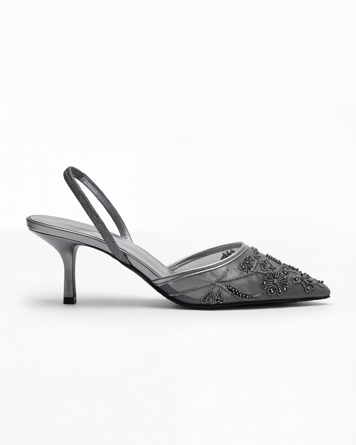 Women’s Ivory Embroidered Slingback Kitten Heels
