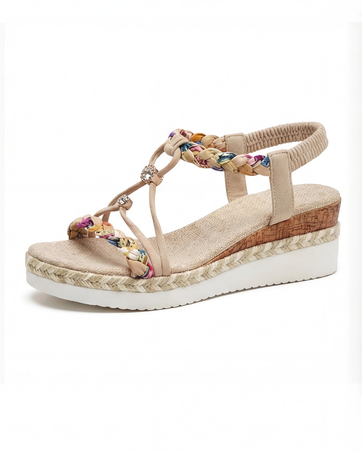 Women’s Beaded Braided Strap Platform Sandals