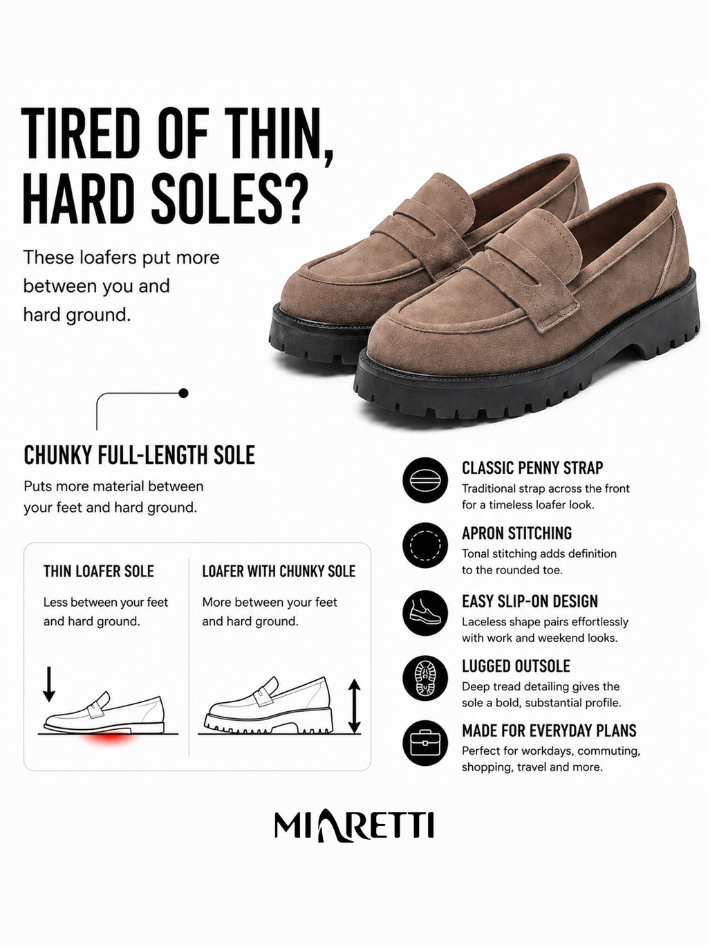 Women’s Chunky Lug Sole Penny Loafers