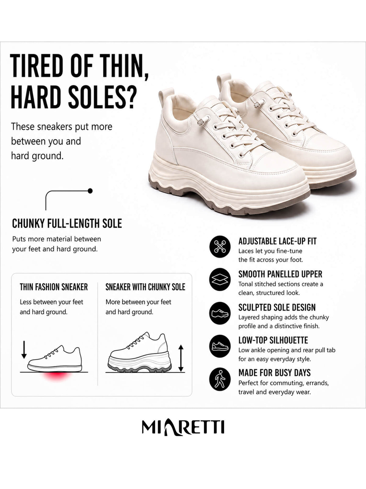 Women’s Chunky Sculpted Sole Lace-Up Fashion Sneakers