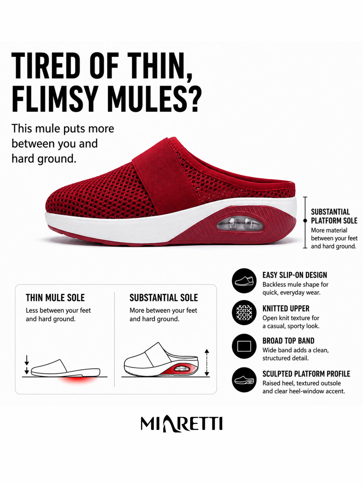Women’s Knit Thick Sole Slip-On Platform Mules