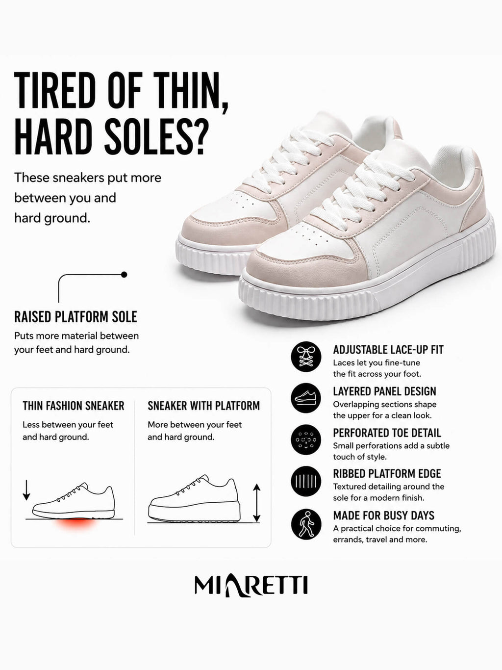 Women’s Panelled Lace-Up Platform Fashion Sneakers