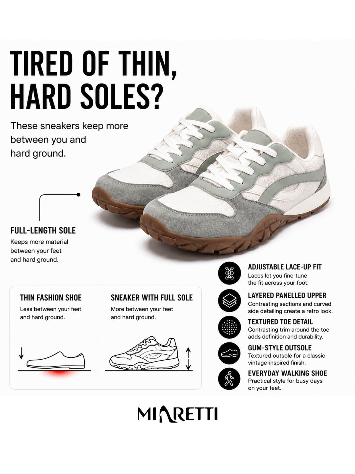Women’s Retro Panelled Lace-Up Sneakers