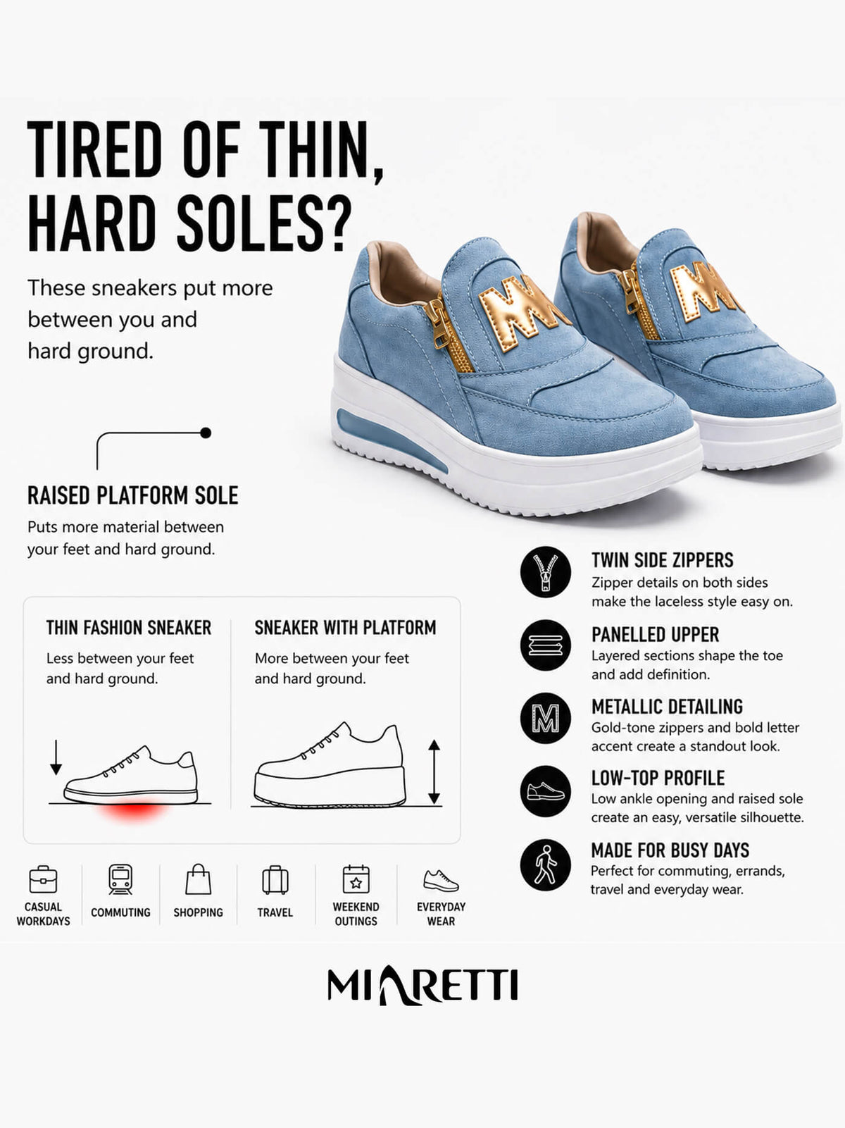 Women’s Side-Zip Slip-On Platform Fashion Sneakers